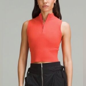 NWT Lululemon Open Back Half-Zip Sweater‎ Sleeveless Tank Solar Orange-Size M